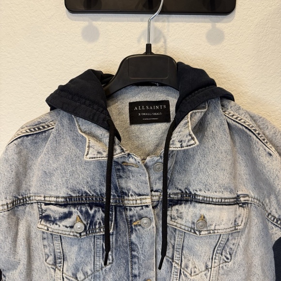 ALLSAINTS Milena Hooded Jacket in Indigo Blue Denim XS/S $269 - Picture 2 of 9